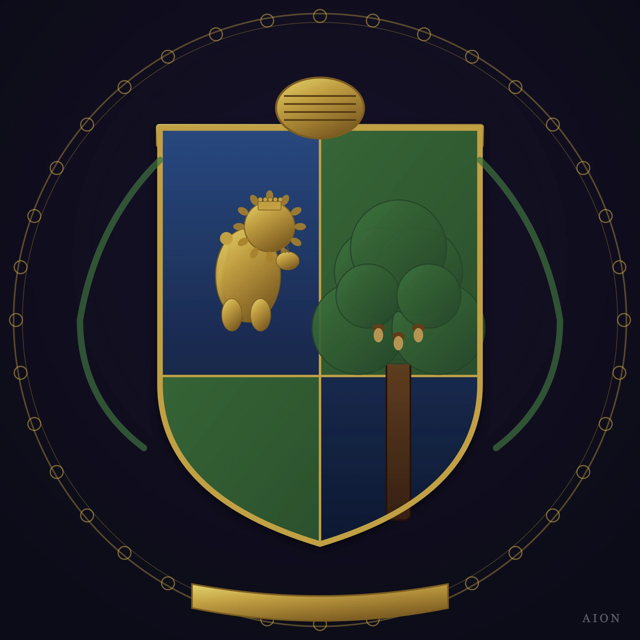 Lion and Oak Heraldry
