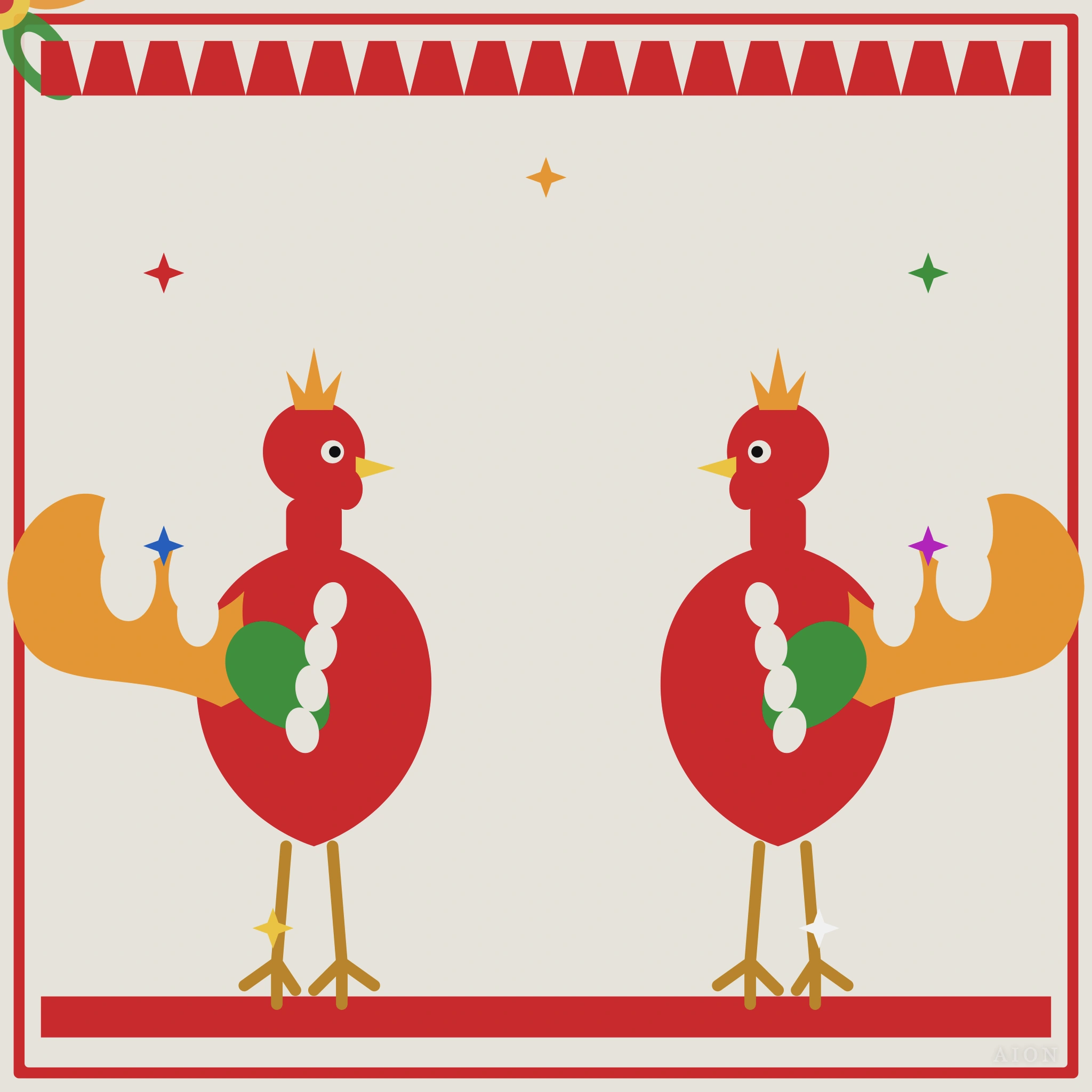 Wycinanki Rooster Pair · still